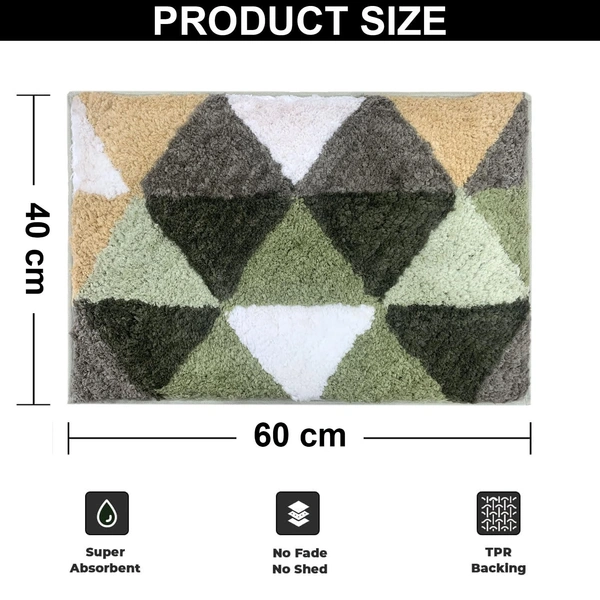 Luxe Home International Luxe Home Bath Mat Canada Triangle Super Soft Anti Skid Slip Water Soak Washable Door Mats for Home, Bathroom Mat, Floor Mat, Kitchen Mat for Floor (40x60 cm) Green - 40X60 cm, Green