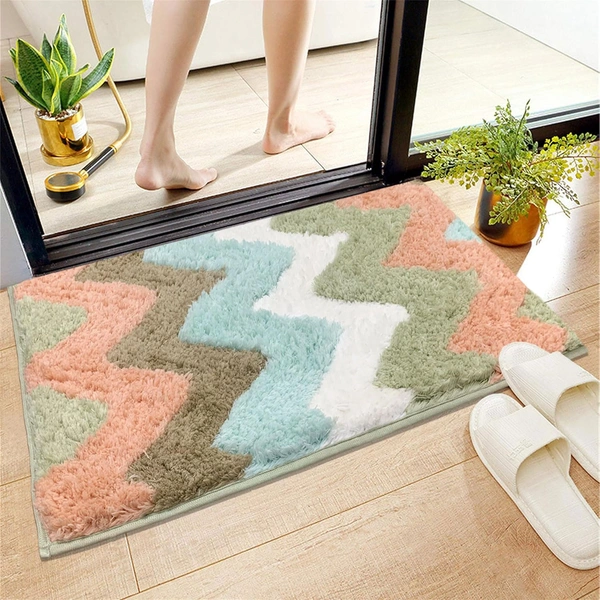 Luxe Home International Luxe Home Bath Mat Canada Zigzag Super Soft Anti Skid Slip Water Soak Washable Door Mats for Home, Bathroom Mat, Floor Mat, Kitchen Mat for Floor (40x60 cm) Rust - 40X60 cm, Rust