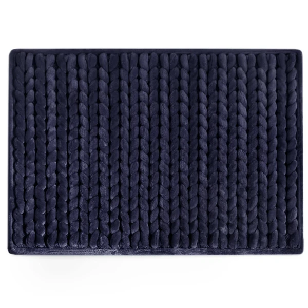 LUXE HOME INTERNATIONAL Luxe Home Bath Mat Super Soft Anti Slip Washable Braided Memory Foam Mat for Bathroom, Kitchen, Baby ( 17"x25", Navy Blue, Pack of 1 ) - Navy Blue