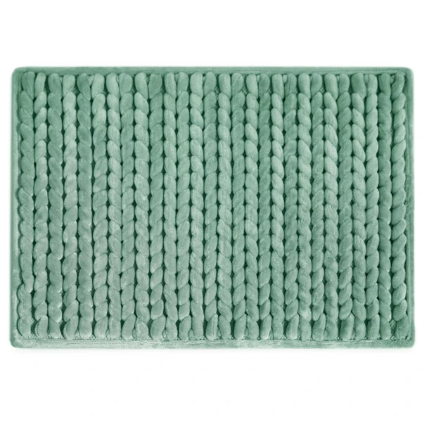 LUXE HOME INTERNATIONAL Luxe Home Bath Mat Super Soft Anti Slip Washable Braided Memory Foam Mat for Bathroom, Kitchen, Baby ( 17"x25", Aqua, Pack of 1 ) - Aqua