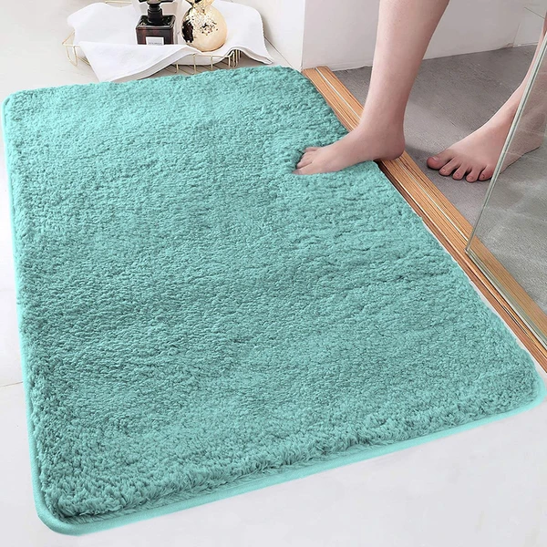 LUXE HOME INTERNATIONAL Luxe Home Bathmat 2800 GSM Microfiber Anti Slip Water Absorbent Machine Washable and Quick Dry Vegas Mats for Bathroom, Kitchen, Entrance ( Aqua , 60x90 Cm , Pack of 1 ) - Aqua