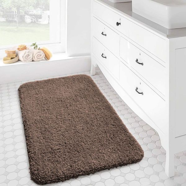 LUXE HOME INTERNATIONAL Luxe Home Bathmat 2800 GSM Microfiber Anti Slip Water Absorbent Machine Washable and Quick Dry Vegas Mats for Bathroom, Kitchen, Entrance ( Cocoa , 40x60 Cm , Pack of 1 ) - Cocoa