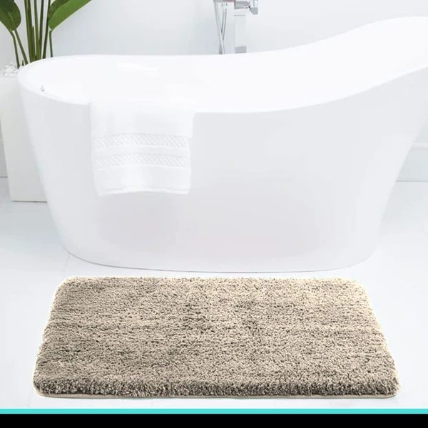 LUXE HOME INTERNATIONAL LuxeHomeBathmat2800GSMMicrofiberAntiSlipWaterAbsorbentMachineWashableandQuickDryVegasMatsforBathroom,Kitchen,Entrance(Beige,45x75Cm,Packof1) - Beige