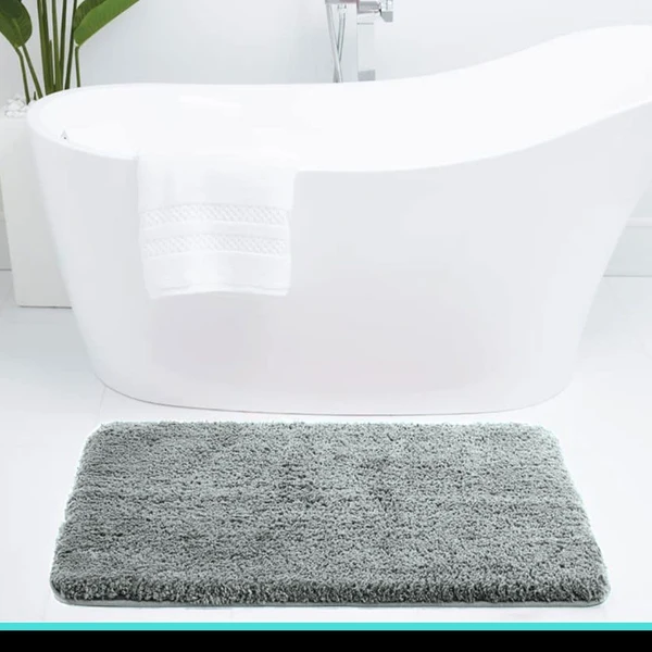 LUXE HOME INTERNATIONAL Luxe Home Bathmat 2800 GSM Microfiber Anti Slip Water Absorbent Machine Washable and Quick Dry Vegas Mats for Bathroom, Kitchen, Entrance ( Silver , 45x75 Cm , Pack of 1 ) - 45x75 cm, Silver