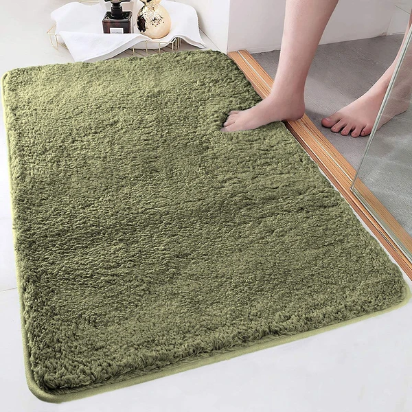 LUXE HOME INTERNATIONAL LuxeHomeBathmat2800GSMMicrofiberAntiSlipWaterAbsorbentMachineWashableandQuickDryVegasMatsforBathroom,Kitchen,Entrance(Green,60x90Cm,Packof1) - Green