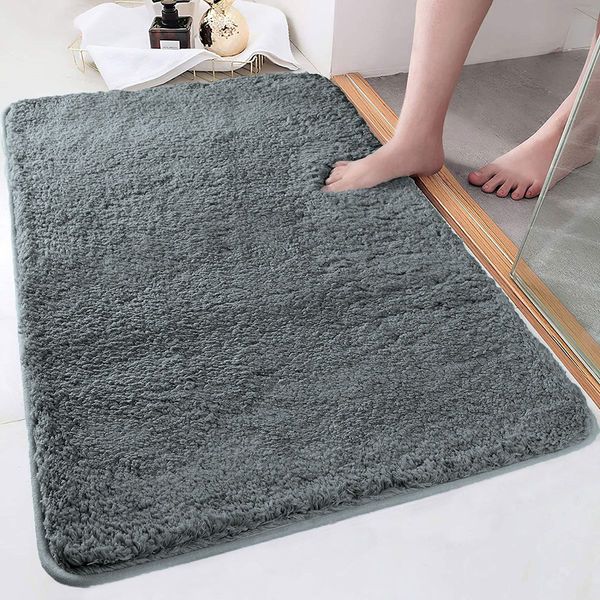LUXE HOME INTERNATIONAL Luxe Home Bathmat 2800 GSM Microfiber Anti Slip Water Absorbent Machine Washable and Quick Dry Vegas Mats for Bathroom, Kitchen, Entrance ( Grey , 60x90 Cm , Pack of 1 ) - Grey