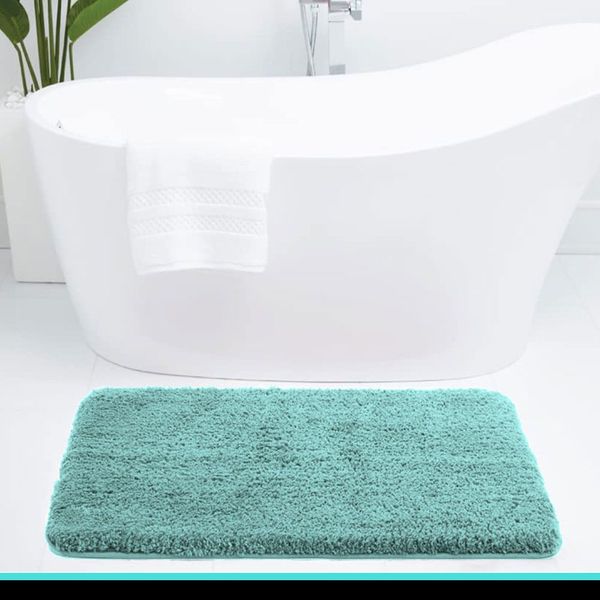 LUXE HOME INTERNATIONAL Luxe Home Bathmat 2800 GSM Microfiber Anti Slip Water Absorbent Machine Washable and Quick Dry Vegas Mats for Bathroom, Kitchen, Entrance ( Aqua , 45x75 Cm , Pack of 1 ) - Aqua