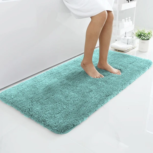 LUXE HOME INTERNATIONAL Luxe Home Bathmat 2800 GSM Microfiber Anti Slip Water Absorbent Machine Washable and Quick Dry Vegas Mats for Bathroom, Kitchen, Entrance ( Aqua , 60x90 Cm , Pack of 1 ) - 60x90 cm, Aqua