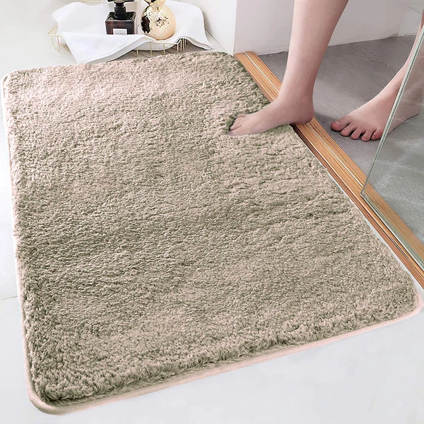 LUXE HOME INTERNATIONAL LuxeHomeBathmat2800GSMMicrofiberAntiSlipWaterAbsorbentMachineWashableandQuickDryVegasMatsforBathroom,Kitchen,Entrance(Beige,60x90Cm,Packof1) - Beige