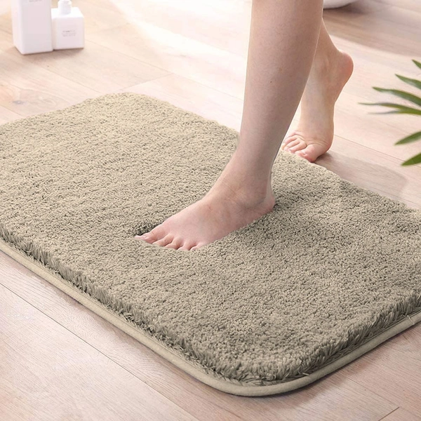 LUXE HOME INTERNATIONAL Luxe Home Bathmat 2800 GSM Microfiber Anti Slip Water Absorbent Machine Washable and Quick Dry Vegas Mats for Bathroom, Kitchen, Entrance ( Beige , 40x60 Cm , Pack of 1 ) - Beige