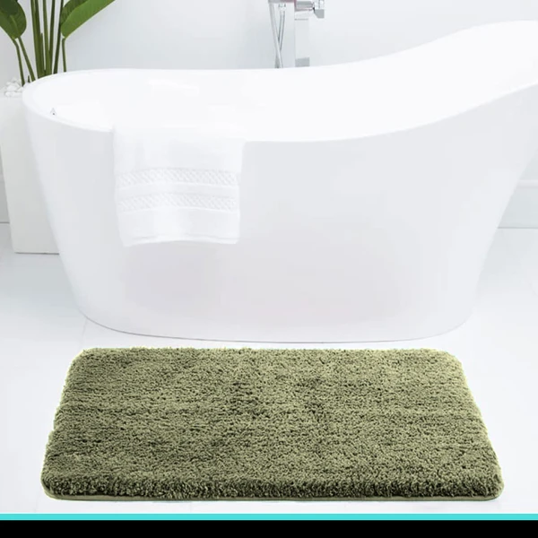 LUXE HOME INTERNATIONAL LuxeHomeBathmat2800GSMMicrofiberAntiSlipWaterAbsorbentMachineWashableandQuickDryVegasMatsforBathroom,Kitchen,Entrance(Green,45x75Cm,Packof1) - Green