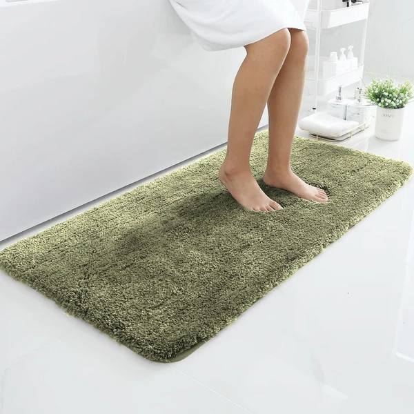 LUXE HOME INTERNATIONAL Luxe Home Bathmat 2800 GSM Microfiber Anti Slip Water Absorbent Machine Washable and Quick Dry Vegas Mats for Bathroom, Kitchen, Entrance ( Green , 60x90 Cm , Pack of 1 ) - Green