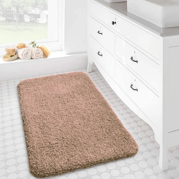 LUXE HOME INTERNATIONAL LuxeHomeBathmat2800GSMMicrofiberAntiSlipWaterAbsorbentMachineWashableandQuickDryVegasMatsforBathroom,Kitchen,Entrance(Rust,40x60Cm,Packof1) - Rust