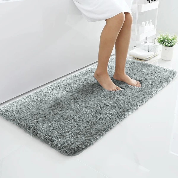 LUXE HOME INTERNATIONAL Luxe Home Bathmat 2800 GSM Microfiber Anti Slip Water Absorbent Machine Washable and Quick Dry Vegas Mats for Bathroom, Kitchen, Entrance ( Silver , 60x90 Cm , Pack of 1 ) - Silver