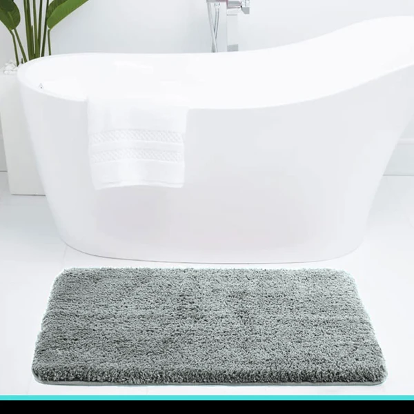 LUXE HOME INTERNATIONAL LuxeHomeBathmat2800GSMMicrofiberAntiSlipWaterAbsorbentMachineWashableandQuickDryVegasMatsforBathroom,Kitchen,Entrance(Silver,45x75Cm,Packof1) - Silver