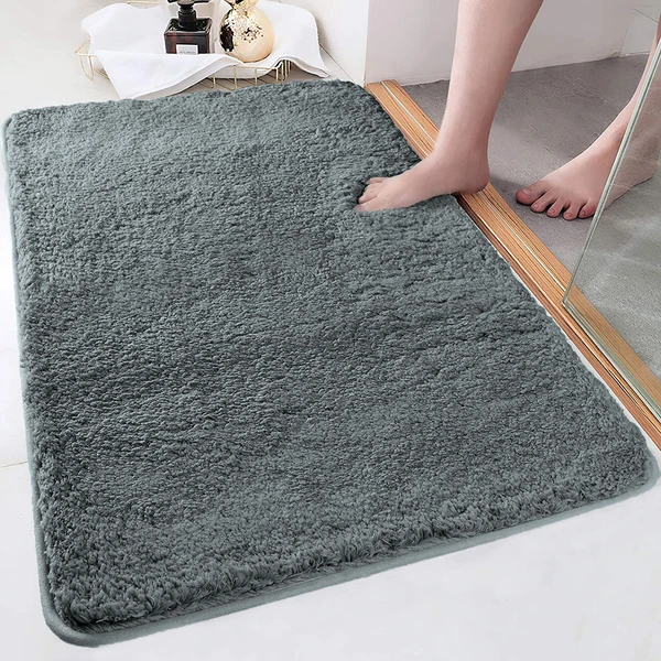 LUXE HOME INTERNATIONAL LuxeHomeBathmat2800GSMMicrofiberAntiSlipWaterAbsorbentMachineWashableandQuickDryVegasMatsforBathroom,Kitchen,Entrance(Grey,60x90Cm,Packof1) - Grey