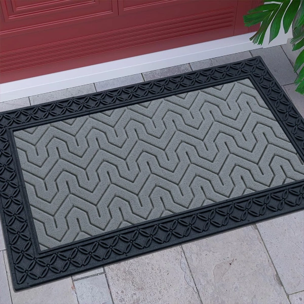 Luxe Home International Luxe Home Block Rubber Coir Door Mat Anti Slip Doormat for Indoor and Outdoor (Silver, 45cm x 75cm) - 45x75 cm, Silver