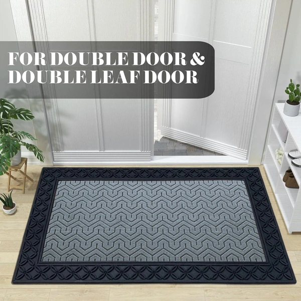 Luxe Home International Luxe Home Block Rubber Coir Door Mat Anti Slip Doormat for Indoor and Outdoor (Silver, 45cm x 75cm) - 45x75 cm, Silver