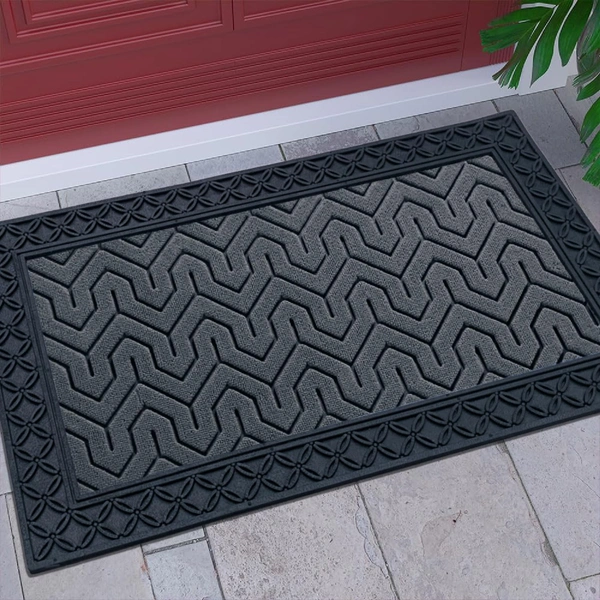 Luxe Home International Luxe Home Block Rubber Coir Door Mat Anti Slip Doormat for Indoor and Outdoor (Grey, 45cm x 75cm) - 45x75 cm, Grey