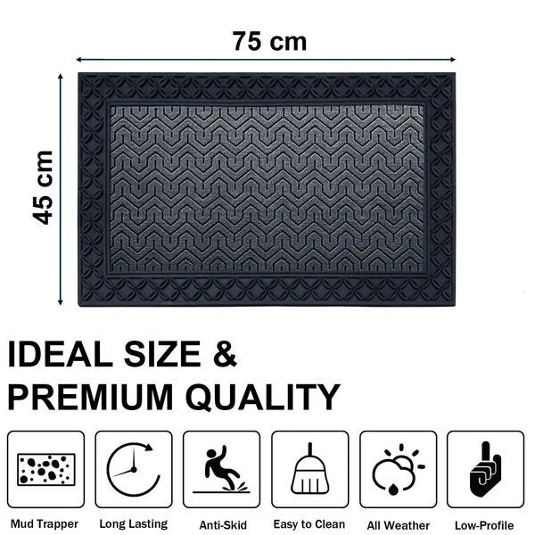 Luxe Home International Luxe Home Block Rubber Coir Door Mat Anti Slip Doormat for Indoor and Outdoor (Grey, 45cm x 75cm) - 45x75 cm, Grey
