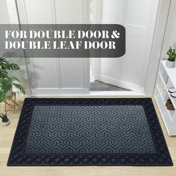 Luxe Home International Luxe Home Block Rubber Coir Door Mat Anti Slip Doormat for Indoor and Outdoor (Grey, 45cm x 75cm) - 45x75 cm, Grey