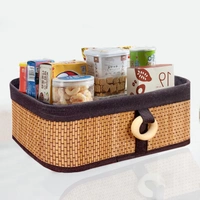 Luxe Home International Luxe Home Brick Storage Box Bamboo (33x23x14 cm) Eco-Friendly, Foldable Basket for Home (Natural, Pack of 1) - 33x23x14 cm, Natural