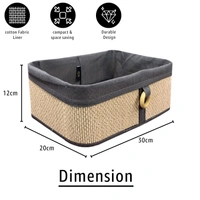 Luxe Home International Luxe Home Brick Storage Box Bamboo (30x20x12 cm) Eco-Friendly, Foldable Basket for Home (Beige, Pack of 1) - 30x20x12 cm, Beige
