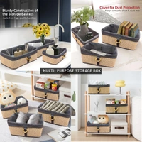 Luxe Home International Luxe Home Brick Storage Box Bamboo (33x23x14 cm) Eco-Friendly, Foldable Basket for Home (Beige, Pack of 1) - 33x23x14 cm, Beige