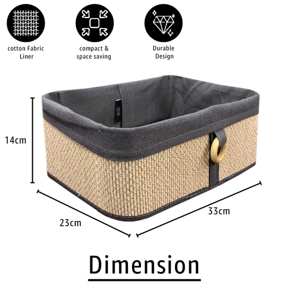 Luxe Home International Luxe Home Brick Storage Box Bamboo (33x23x14 cm) Eco-Friendly, Foldable Basket for Home (Beige, Pack of 1) - 33x23x14 cm, Beige