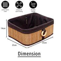 Luxe Home International Luxe Home Brick Storage Box Bamboo (33x23x14 cm) Eco-Friendly, Foldable Basket for Home (Natural, Pack of 1) - 33x23x14 cm, Natural