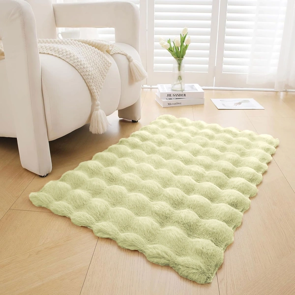 Luxe Home International Luxe Home Bubble Rabbit Fur Carpet Super Soft , Washable, Anti Skid Carpets for Home, Bedroom, Livingroom - ( 3x5 Feet, Gold ) - 3x5 Feet, Gold