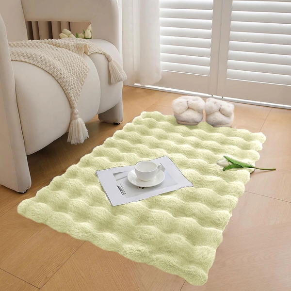 Luxe Home International Luxe Home Bubble Rabbit Fur Carpet Super Soft , Washable, Anti Skid Carpets for Home, Bedroom, Livingroom - ( 3x5 Feet, Gold ) - 3x5 Feet, Gold