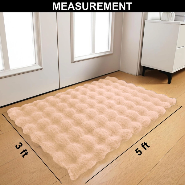 Luxe Home International Luxe Home Bubble Rabbit Fur Carpet Super Soft , Washable, Anti Skid Carpets for Home, Bedroom, Livingroom - ( 3x5 Feet, Peach ) - 3x5 Feet, Peach