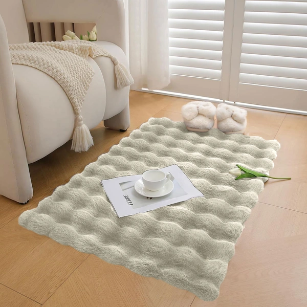 Luxe Home International Luxe Home Bubble Rabbit Fur Carpet Super Soft , Washable, Anti Skid Carpets for Home, Bedroom, Livingroom - ( 3x5 Feet, Taupe ) - 3x5 Feet, Taupe