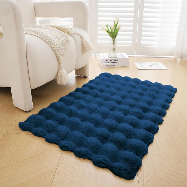 Luxe Home International Luxe Home Bubble Rabbit Fur Carpet Super Soft , Washable, Anti Skid Carpets for Home, Bedroom, Livingroom - ( 3x5 Feet, Teal ) - 3x5 Feet, Teal