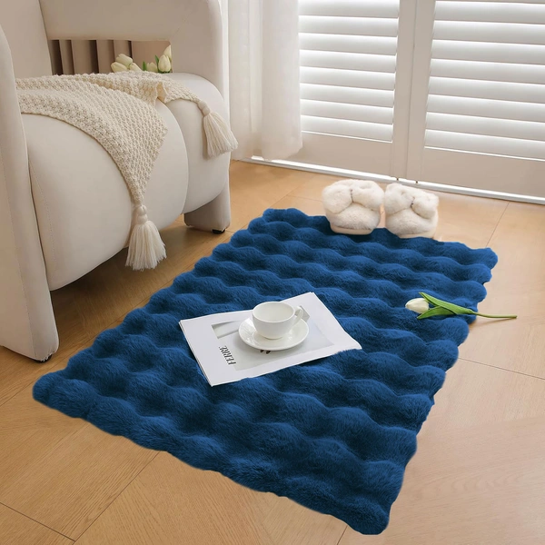 Luxe Home International Luxe Home Bubble Rabbit Fur Carpet Super Soft , Washable, Anti Skid Carpets for Home, Bedroom, Livingroom - ( 3x5 Feet, Teal ) - 3x5 Feet, Teal