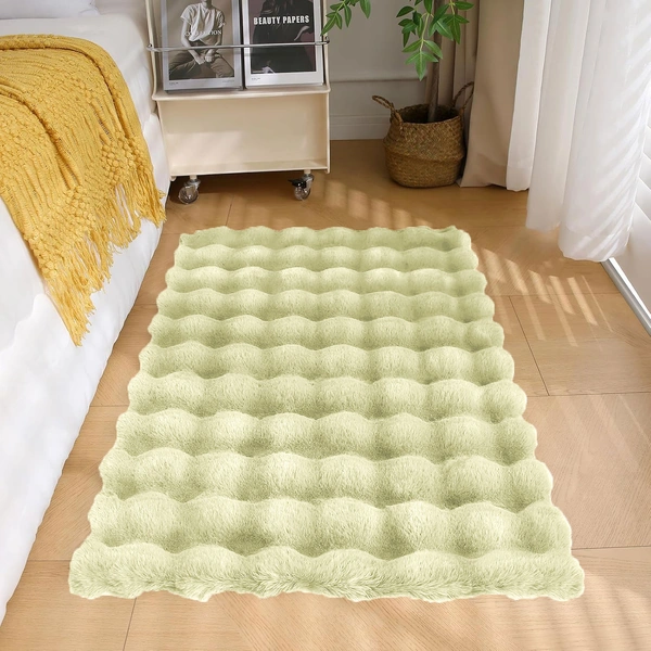 Luxe Home International Luxe Home Bubble Rabbit Fur Carpet Super Soft , Washable, Anti Skid Carpets for Home, Bedroom, Livingroom - ( 4x6 Feet, Gold ) - 4x5 Feet, Gold