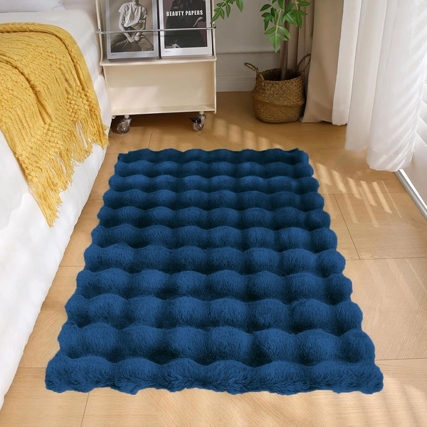Luxe Home International Luxe Home Bubble Rabbit Fur Carpet Super Soft , Washable, Anti Skid Carpets for Home, Bedroom, Livingroom - ( 4x6 Feet, Teal ) - 4x5 Feet, Teal
