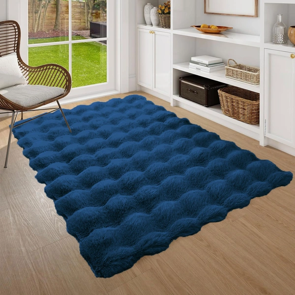 Luxe Home International Luxe Home Bubble Rabbit Fur Carpet Super Soft , Washable, Anti Skid Carpets for Home, Bedroom, Livingroom - ( 4x6 Feet, Teal ) - 4x5 Feet, Teal