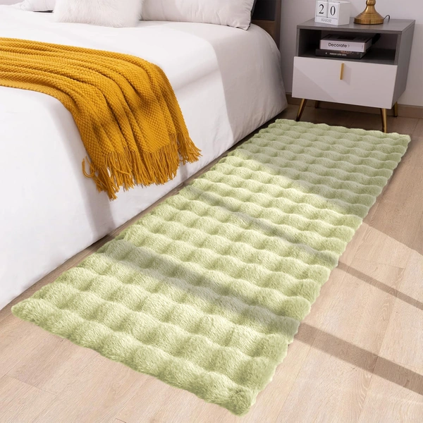 Luxe Home International Luxe Home Bubble Rabbit Fur Floor Runner Super Soft , Washable, Anti Skid Runners for Bedroom - ( 2x5 Feet, Gold ) - 2x5 Feet, Gold