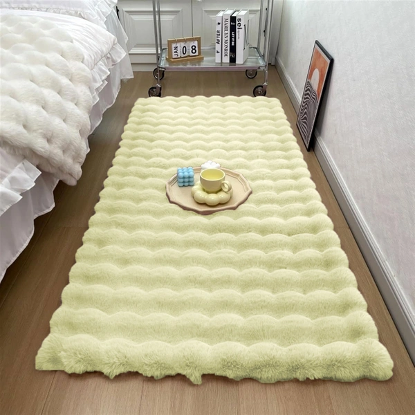 Luxe Home International Luxe Home Bubble Rabbit Fur Floor Runner Super Soft , Washable, Anti Skid Runners for Bedroom - ( 2x5 Feet, Gold ) - 2x5 Feet, Gold