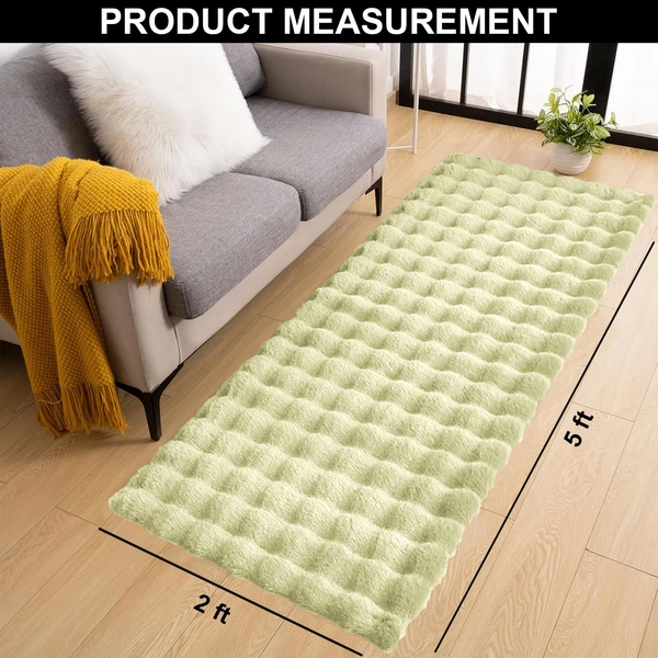 Luxe Home International Luxe Home Bubble Rabbit Fur Floor Runner Super Soft , Washable, Anti Skid Runners for Bedroom - ( 2x5 Feet, Gold ) - 2x5 Feet, Gold