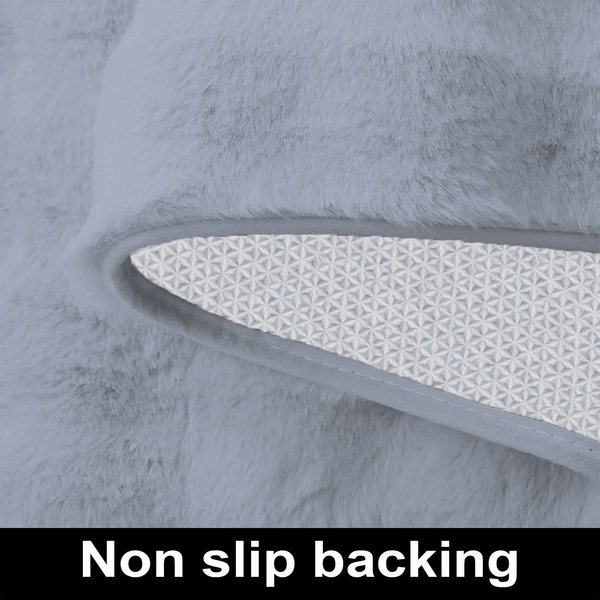 Luxe Home International Luxe Home Bubble Rabbit Fur Floor Runner Super Soft , Washable, Anti Skid Runners for Bedroom - ( 2x5 Feet, silver ) - 2x5 Feet, Silver
