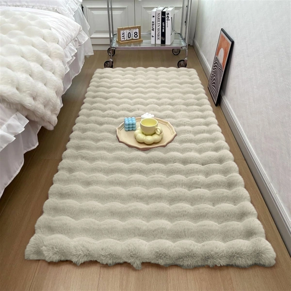 Luxe Home International Luxe Home Bubble Rabbit Fur Floor Runner Super Soft , Washable, Anti Skid Runners for Bedroom - ( 2x5 Feet, Taupe ) - 2x5 Feet, Taupe