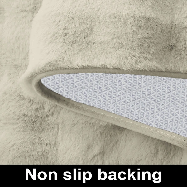 Luxe Home International Luxe Home Bubble Rabbit Fur Floor Runner Super Soft , Washable, Anti Skid Runners for Bedroom - ( 2x5 Feet, Taupe ) - 2x5 Feet, Taupe