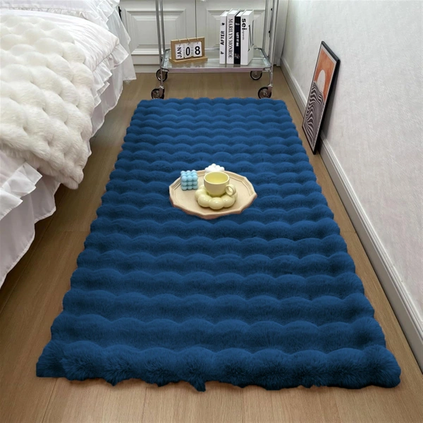Luxe Home International Luxe Home Bubble Rabbit Fur Floor Runner Super Soft , Washable, Anti Skid Runners for Bedroom - ( 2x5 Feet, Teal ) - 2x5 Feet, Teal