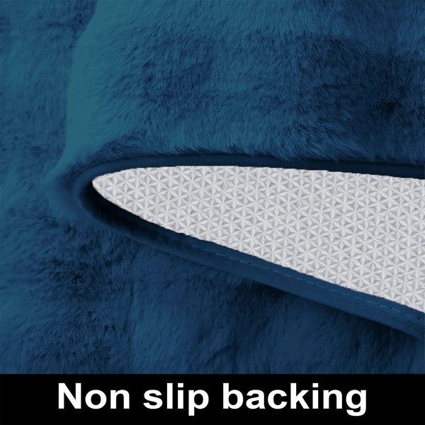 Luxe Home International Luxe Home Bubble Rabbit Fur Floor Runner Super Soft , Washable, Anti Skid Runners for Bedroom - ( 2x5 Feet, Teal ) - 2x5 Feet, Teal