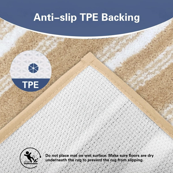 Luxe Home International Luxe Home Capetown Bath Mat (40x60 cm) Super Soft Microfiber, Anti Slip Backing, Washable Bathroom Mat Perfect for Bedroom - Lt.Beige - 40x60 cm, Lt.Beige
