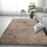 LUXE HOME INTERNATIONAL Luxe Home Carpet Austria Floor Rug Rabbit Fur 1000 GSM Living Room Foot Mats Anti Skid Water Absorbent Easy Machine Washable Rug ( Taupe , 4 Ft x 6 Ft , Pack of 1 ) - Taupe