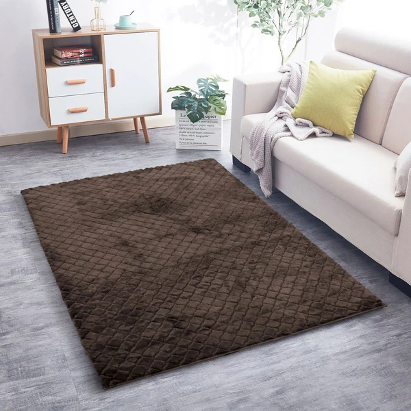 LUXE HOME INTERNATIONAL Luxe Home Carpet Austria Floor Rug Rabbit Fur 1000 GSM Living Room Foot Mats Anti Skid Water Absorbent Easy Machine Washable Rug ( Cocoa , 4 Ft x 6 Ft , Pack of 1 ) - Cocoa